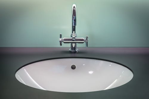 A black and white sink