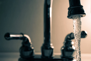close-up of a sink with water