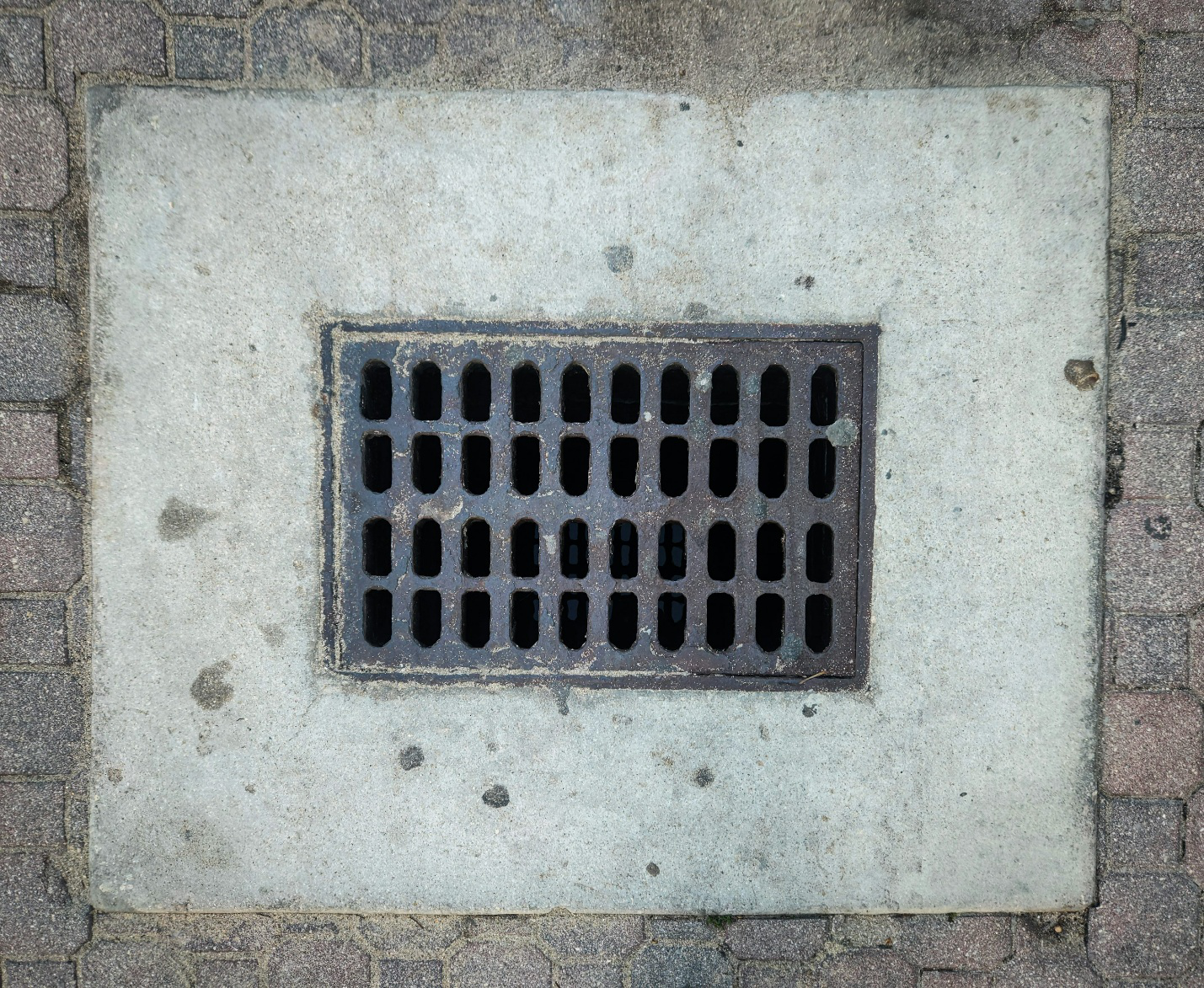 A drain in the floor