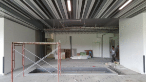 An interior of a building being renovated