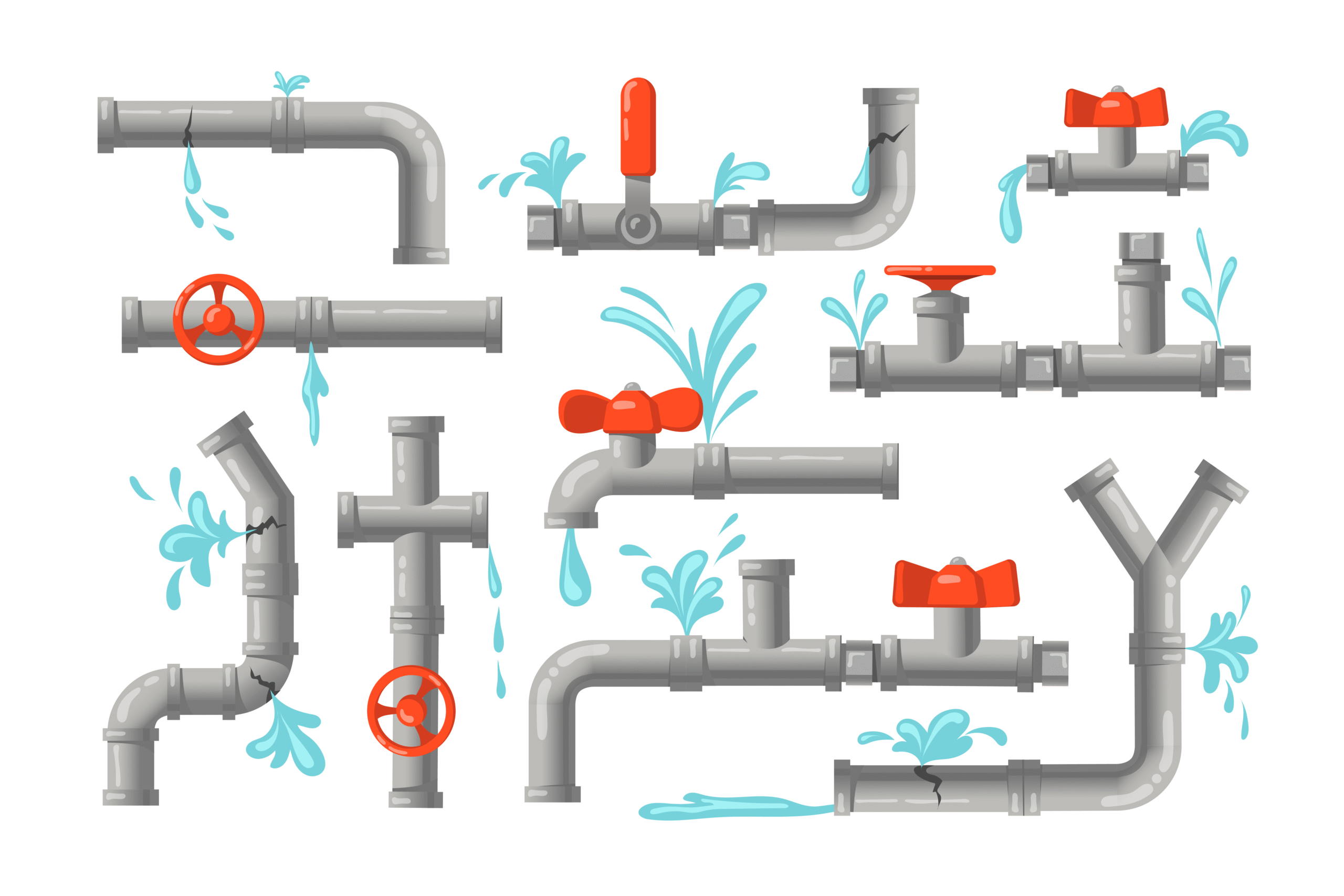 Illustration of broken pipes causing potential infrastructure damage and mold growth if untreated