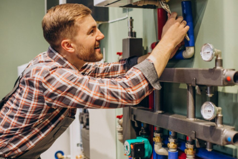 a professional plumbing service provider at work